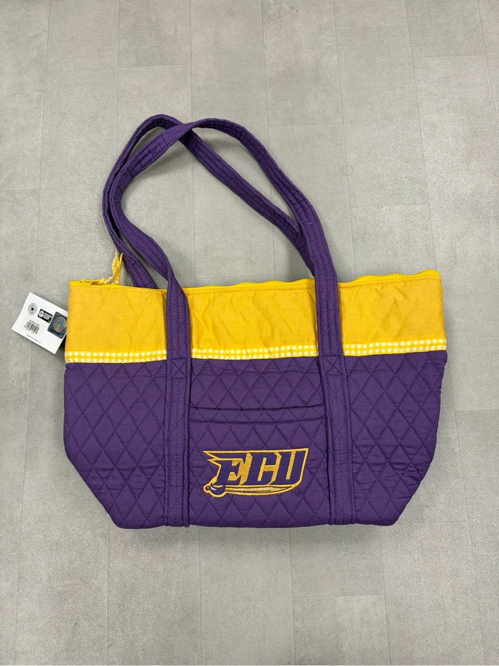 Purple and Gold ECU Quilted Tote Bag NEW